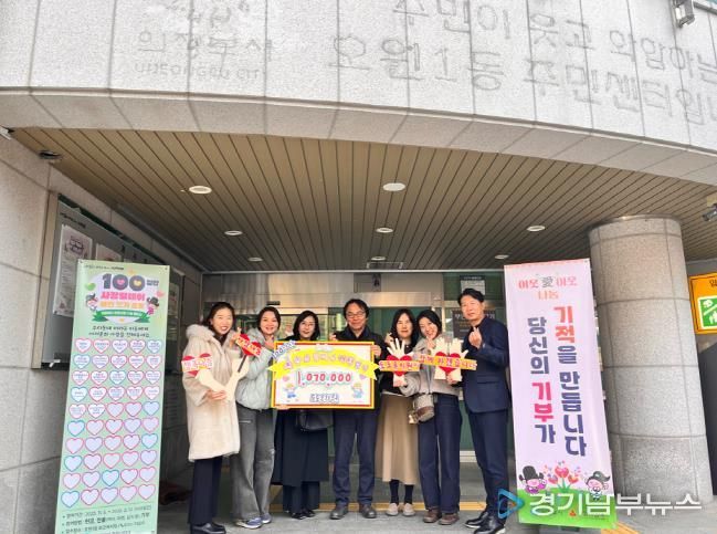 의정부시 호원1동, 도도유치원 사랑릴레이 성금 107만 원 전달…아이들의 따뜻한 나눔 실천