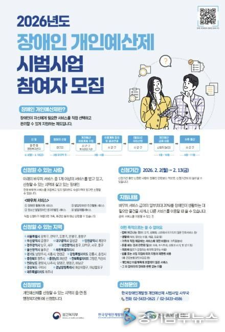 시흥시, 2026년 장애인 개인 예산제 시범사업 참여자 모집
