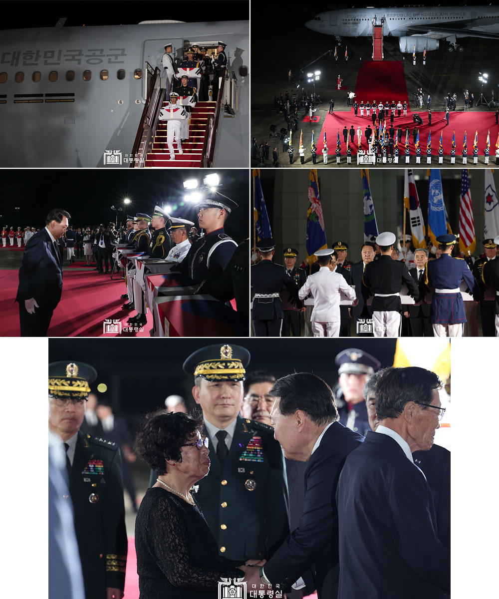 “호국영웅 유해, 고국으로” 윤석열 대통령 최고 예우로 맞이해, 2023.7.26. 서울공항