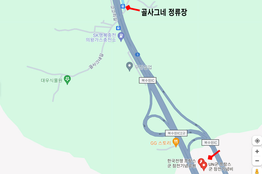 '프랑스군 참전 기념비' 가는 길 / 구글지도